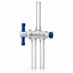 Double Oblique Stopcocks, Borosilicate Glass, PTFE Key